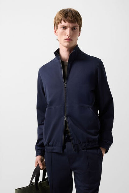 Rupert Jersey Jacket In Navy Blue
