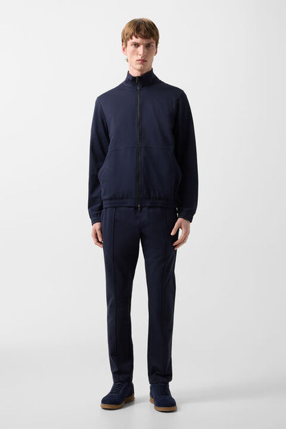 Rupert Jersey Jacket In Navy Blue