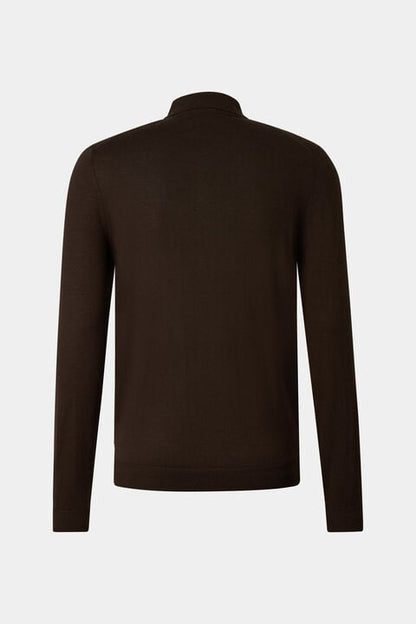 Knitted Polo Long-Sleeved Top Jake In Dark Brown