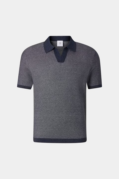 Lyon Knitted Polo Shirt In Navy Blue