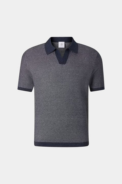 Lyon Knitted Polo Shirt In Navy Blue