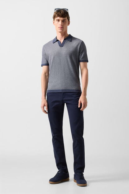 Lyon Knitted Polo Shirt In Navy Blue