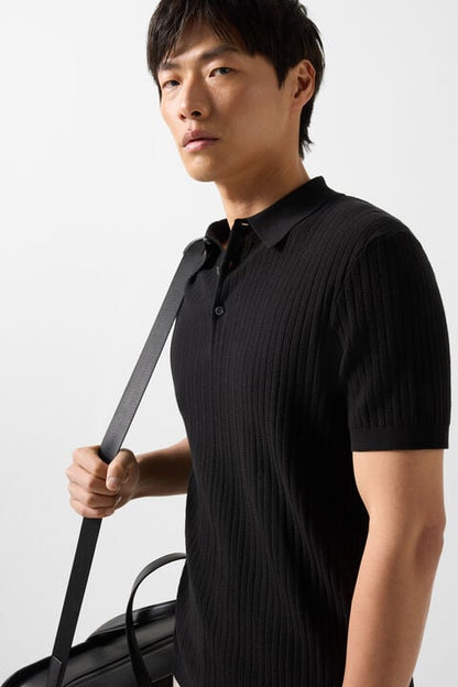 Tobias Knitted Polo Shirt In Black