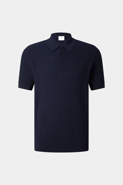 Tobias Knitted Polo Shirt In Navy Blue