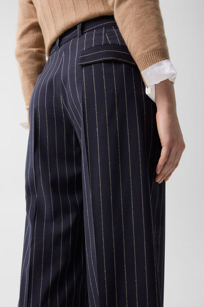 Joya Virgin Wool Trousers In Navy Blue