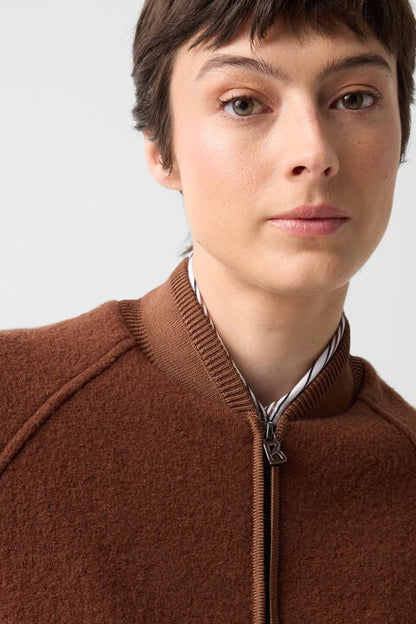 Editha Woollen Blouson In Brown
