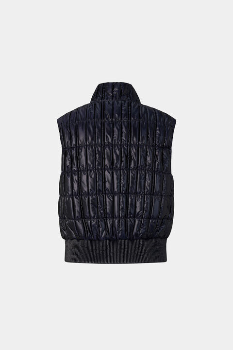 Sally Quilted Waistcoat In Navy Blue