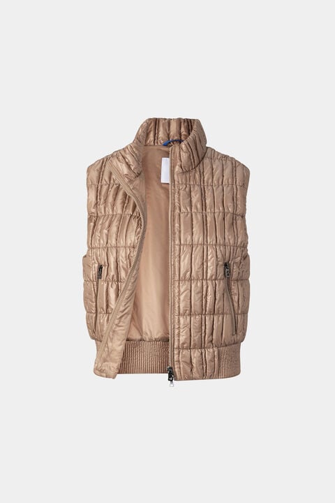 Sally Quilted Waistcoat In Camel