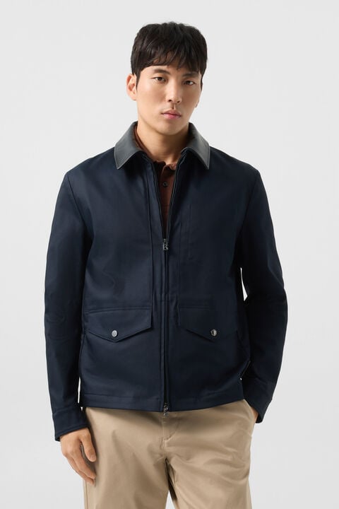 Twill Jacket Mirco In Navy Blue