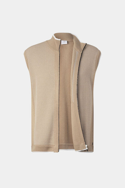 Enzo Knitted Waistcoat In Beige/White