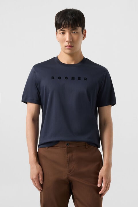Cotton T-Shirt Lukas In Navy Blue