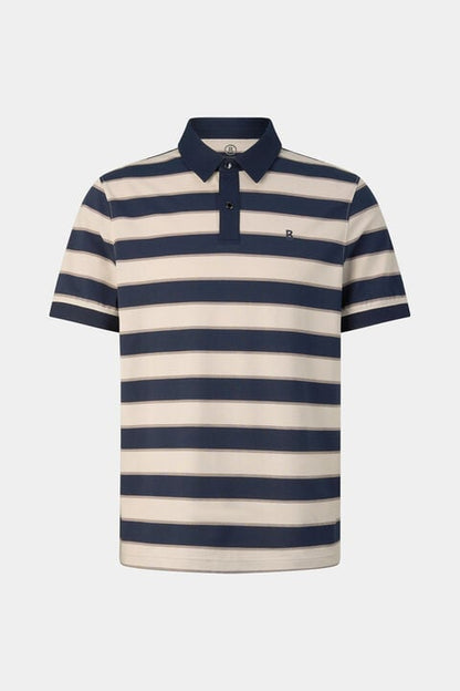 Timo Piqu¨¦ Polo Shirt In Navy Blue/Sand