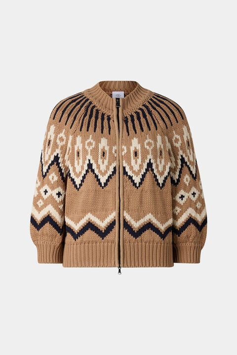 Norwegian Knit Jacket Aurora In Camel/Black
