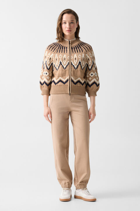 Norwegian Knit Jacket Aurora In Camel/Black