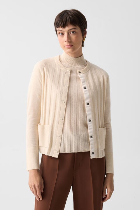 Tanja Virgin Wool Cashmere Cardigan In Cream