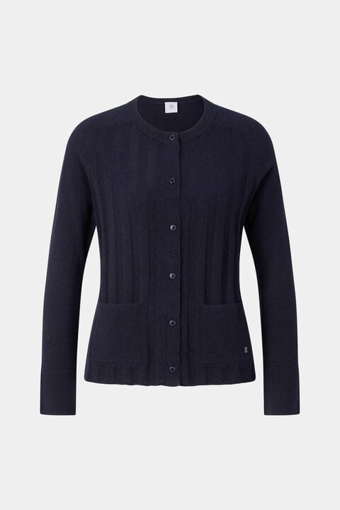 Tanja Virgin Wool Cashmere Cardigan In Navy Blue