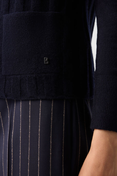 Tanja Virgin Wool Cashmere Cardigan In Navy Blue