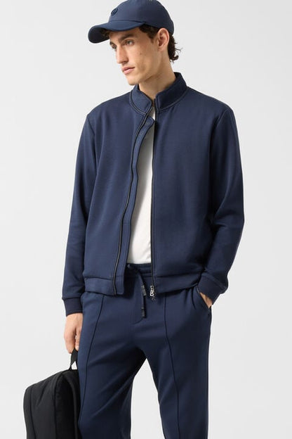 Spencer Jersey Jacket In Navy Blue