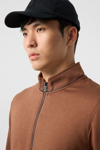 Spencer Jersey Jacket In Brown
