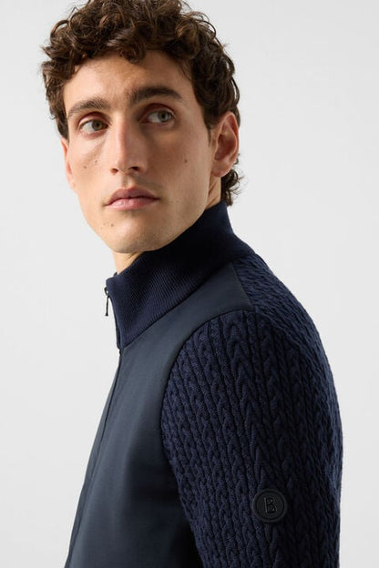 Zisco Hybrid Wool Knit Jacket In Navy Blue