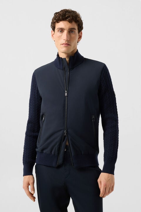 Zisco Hybrid Wool Knit Jacket In Navy Blue