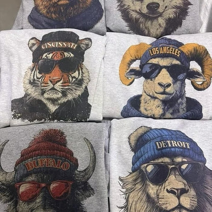 Spirit Animal Football Graphic Sweatshirts - City Animal Sports Pullover