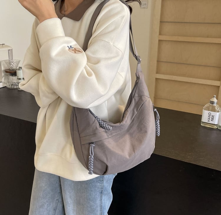Designer Direct Sales Women's Fashion Plain Color Nylon Crossbody Hobo Bag