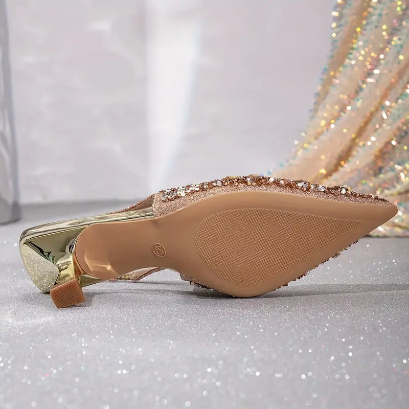 🔥Last Day 49% OFF - Thin Heel Banquet Shoes, European And American Style Rhinestone High Heel
