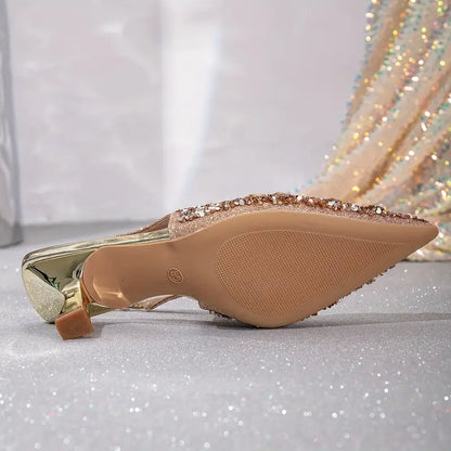 🔥Last Day 49% OFF - Thin Heel Banquet Shoes, European And American Style Rhinestone High Heel