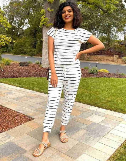 ANRABESS Casual Off Shoulder Elastic Waist Stretchy Long Romper Jumpsuit