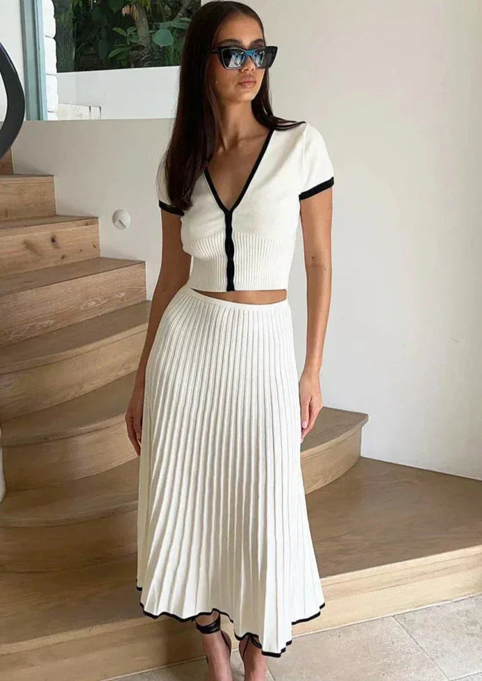 JOLENE Knit Top And Midi Skirt Set