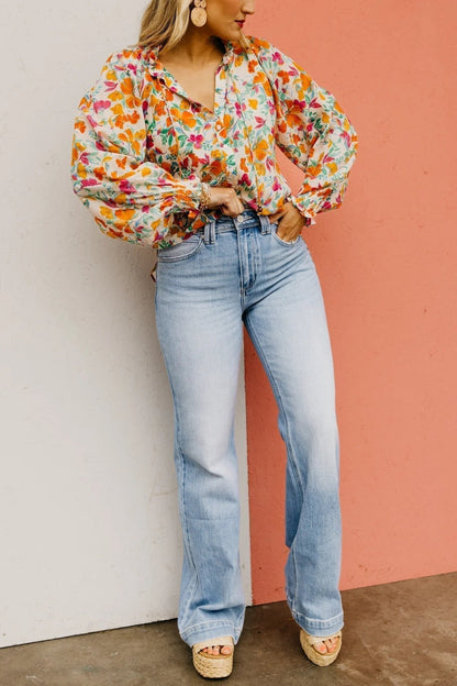 HALF PRICE💥High Rise Vintage Wash Tummy Control Top Straight Leg Jeans