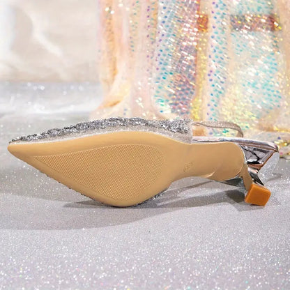 🔥Last Day 49% OFF - Thin Heel Banquet Shoes, European And American Style Rhinestone High Heel
