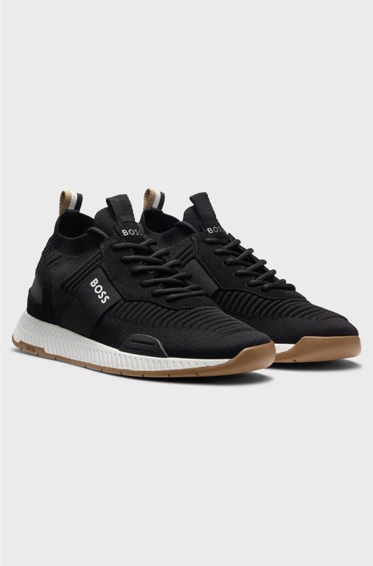 TRAINERS WITH KNITTED UPPERS AND SUEDE TRIMS