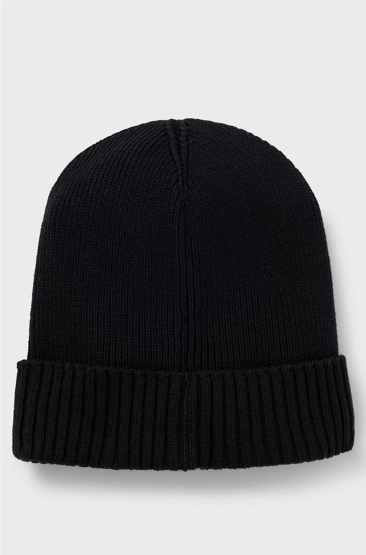 LOGO-DETAIL BEANIE HAT IN COTTON AND VIRGIN WOOL
