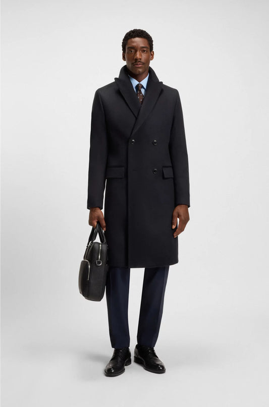 DOUBLE-BREASTED COAT IN WOOL AND CASHMERE