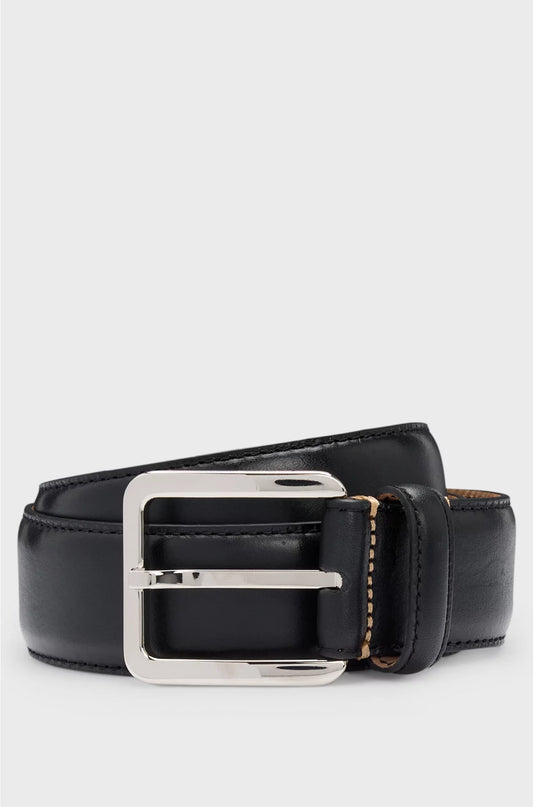 ITALIAN-LEATHER BELT WITH CONTRAST STITCHING