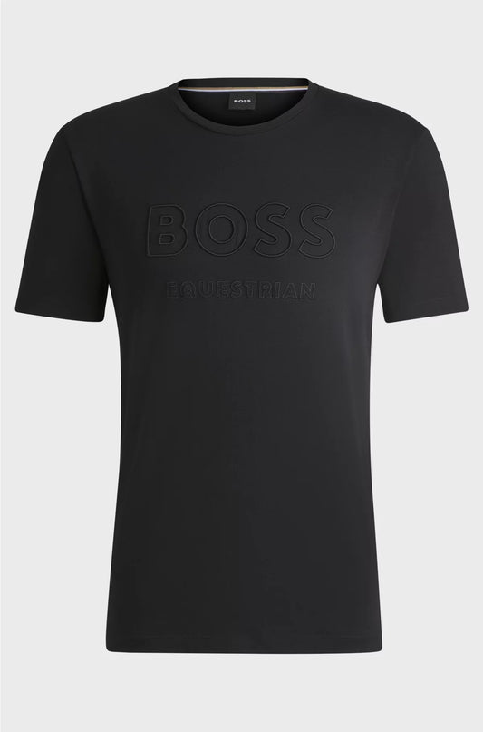 EQUESTRIAN STRETCH-COTTON T-SHIRT WITH LOGO EMBROIDERY